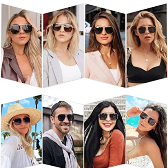 Retro Oversized Square Polarized Sunglasses Vintage Metal Frame Y2K Chic main image 7